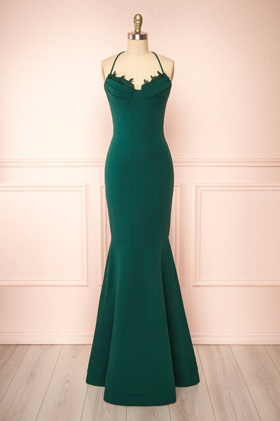 Edyth Green Mermaid Maxi Dress | Boutique 1861 front view