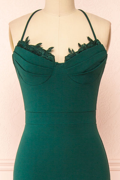 Edyth Green Mermaid Maxi Dress | Boutique 1861 front close-up
