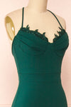 Edyth Green Mermaid Maxi Dress | Boutique 1861 side close-up