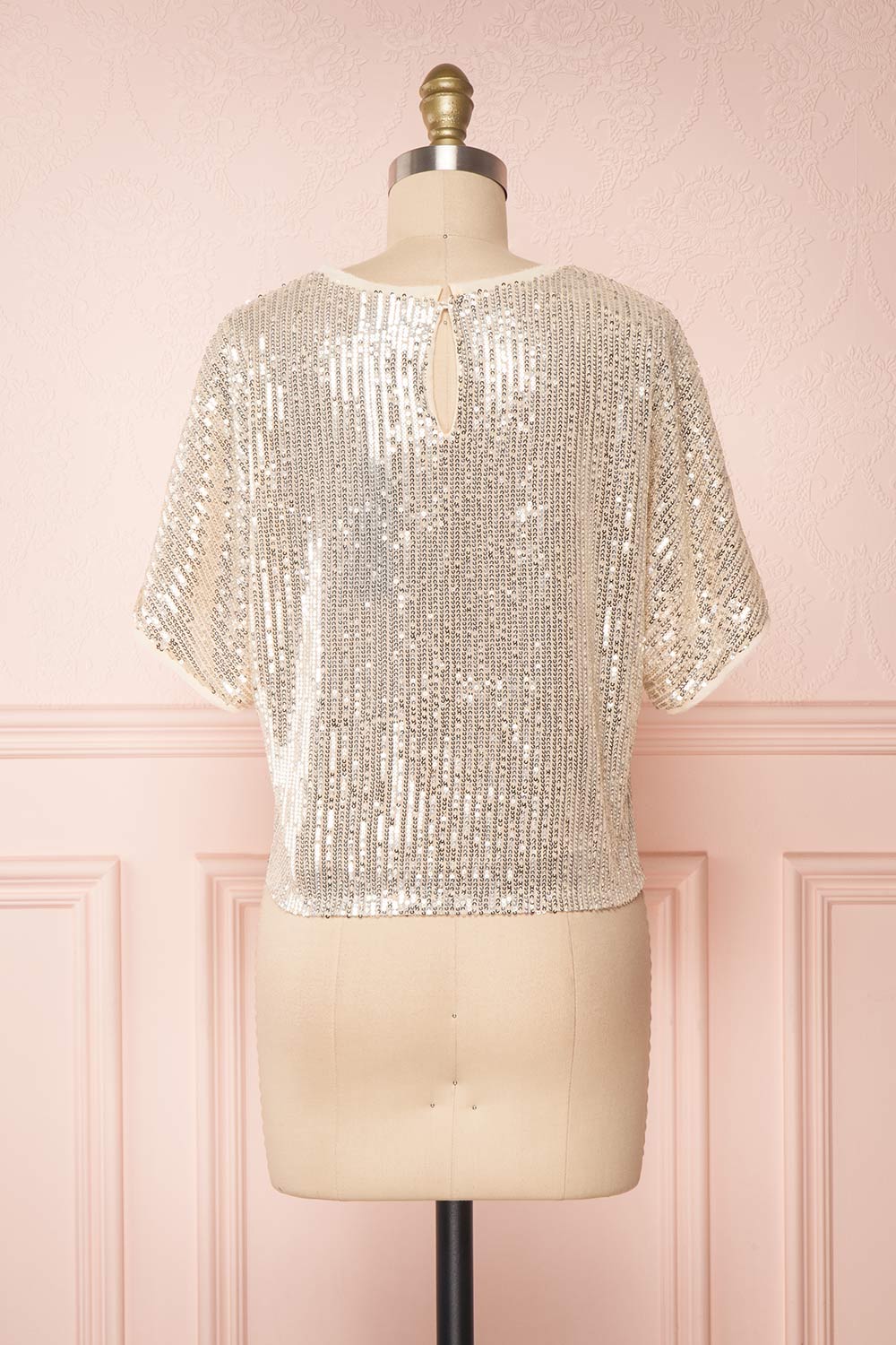 Eesha Beige Sequin Top | Haut à Paillettes back view | Boutique 1861 back view 