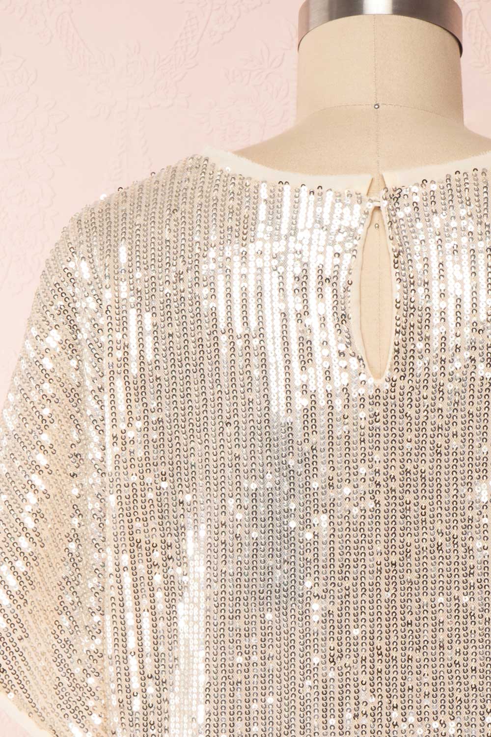 Eesha Beige Sequin Top | Haut à Paillettes back close up | Boutique 1861 back close-up