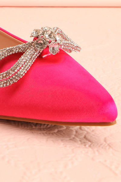 Effet Fuchsia Ballet Flats w/ Sequin Bow | Boutique 1861 front close-up