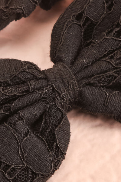 Eflyr Black | Lace Hair Scrunchie with Bow Eflyr Noir close-up