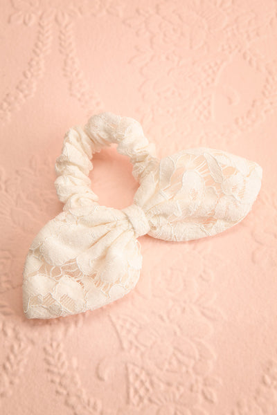 Eflyr White Lace Hair Scrunchie with Bow | Boutique 1861