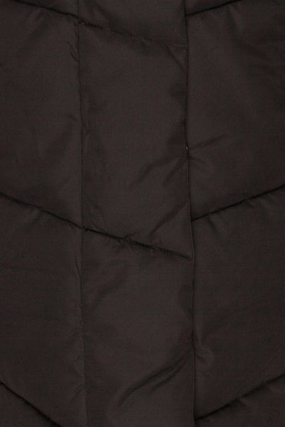 Eggemoen Black Oversized Quilted Parka w/ Hood | La Petite Garçonne fabric close up