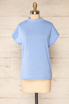 Egges Blue Short Sleeve Mock Neck T-Shirt | La petite garçonne front view