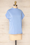 Egges Blue Short Sleeve Mock Neck T-Shirt | La petite garçonne side view
