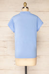 Egges Blue Short Sleeve Mock Neck T-Shirt | La petite garçonne back view