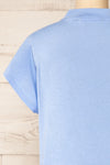 Egges Blue Short Sleeve Mock Neck T-Shirt | La petite garçonne back close-up