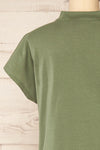 Egges Green Short Sleeve Mock Neck T-Shirt | La petite garçonne back close-up