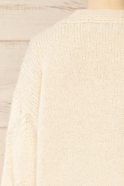 Eggje Ivory Button-Up Knit Cardigan | La petite garçonne back close-up