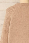 Eggje Taupe Button-Up Knit Cardigan | La petite garçonne back close-up