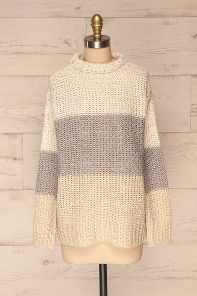 Egilstad Cream & Grey Knit Sweater | La Petite Garçonne front view