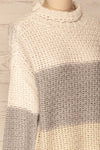 Egilstad Cream & Grey Knit Sweater | La Petite Garçonne side close-up
