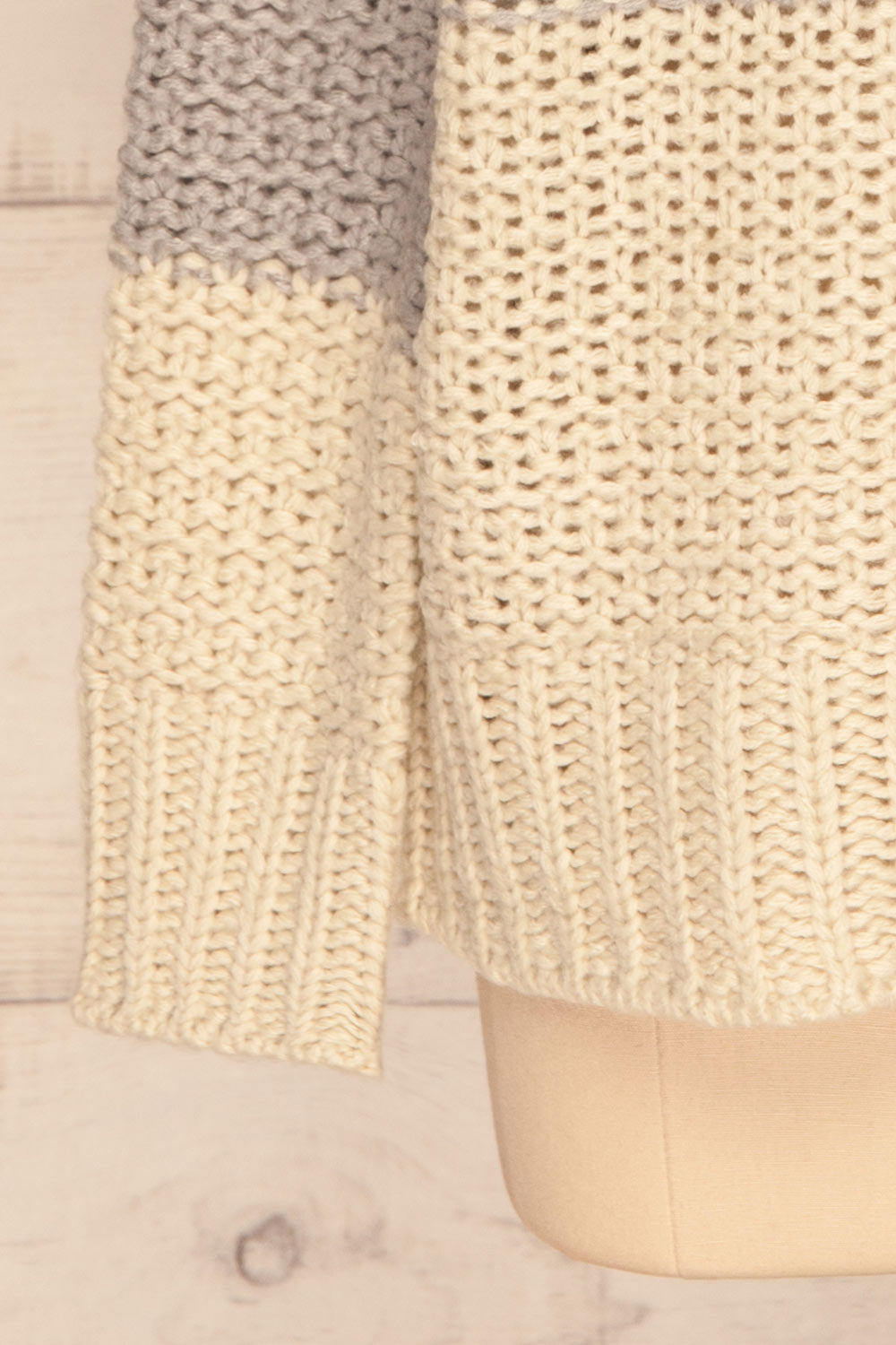 Egilstad Cream & Grey Knit Sweater | La Petite Garçonne bottom close-up
