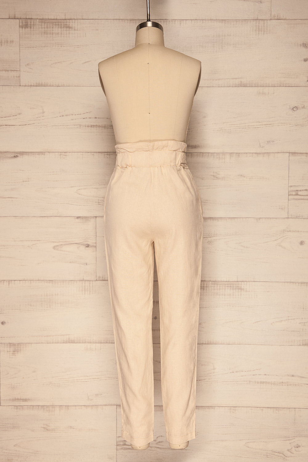 Eidbugten Beige Straight Leg Linen Pants back view | La Petite Garçonne