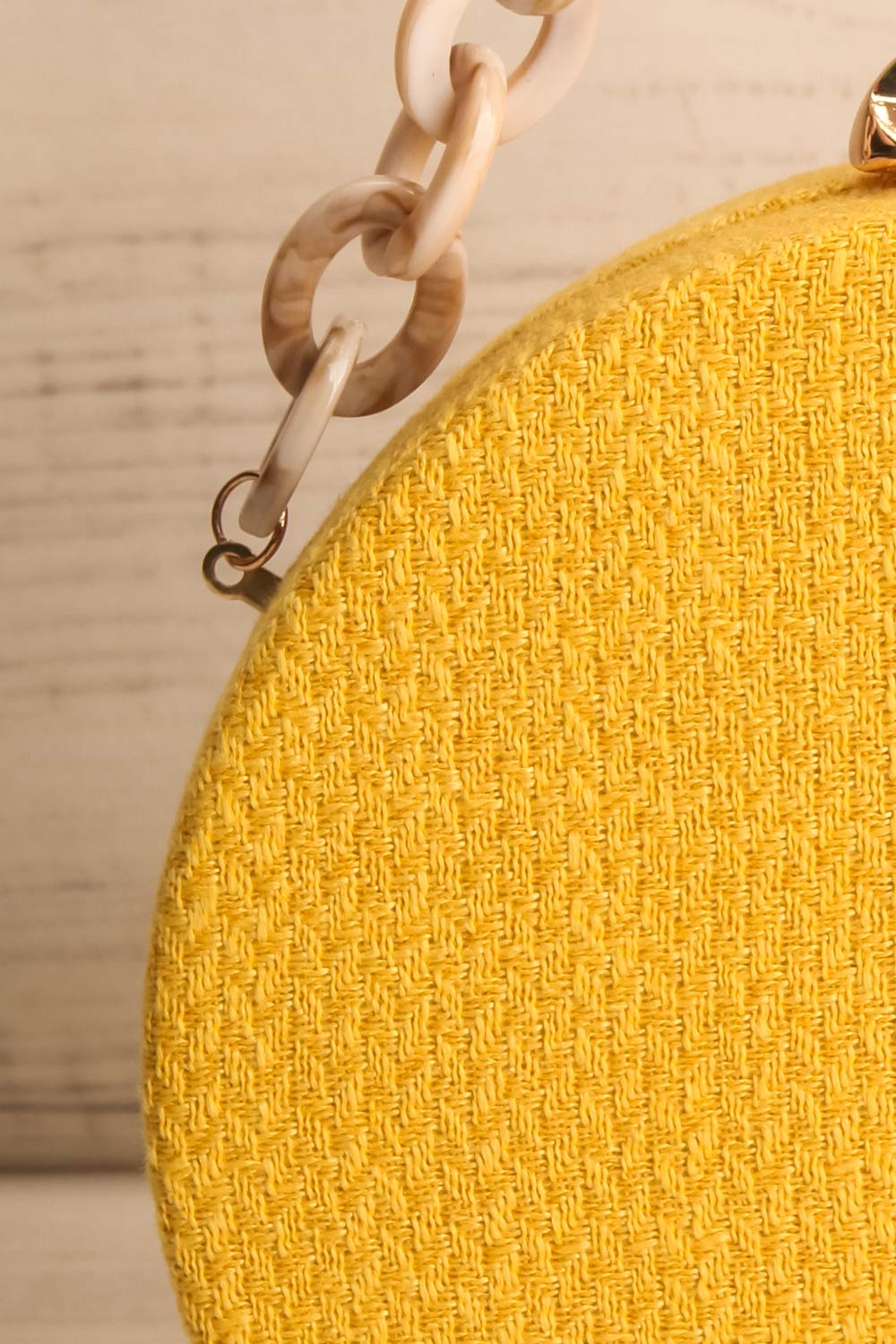 Eidbukt Yellow Woven Circular Clutch | La Petite Garçonne 5