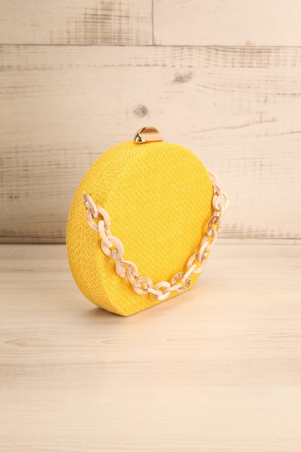 Eidbukt Yellow Woven Circular Clutch | La Petite Garçonne 3