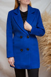 Roubaix Blue Straight Double-Breasted Coat | La petite garçonne model