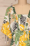 Eidernes Tropical Patterned Short Dress | La petite garçonne front close-up