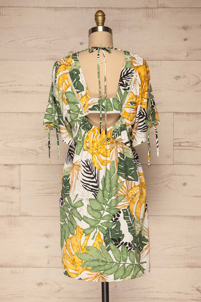 Eidernes Tropical Patterned Short Dress | La petite garçonne back view