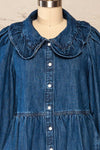 Eidesaetra Long Sleeve Denim Shirt Dress | La petite garçonne front close up
