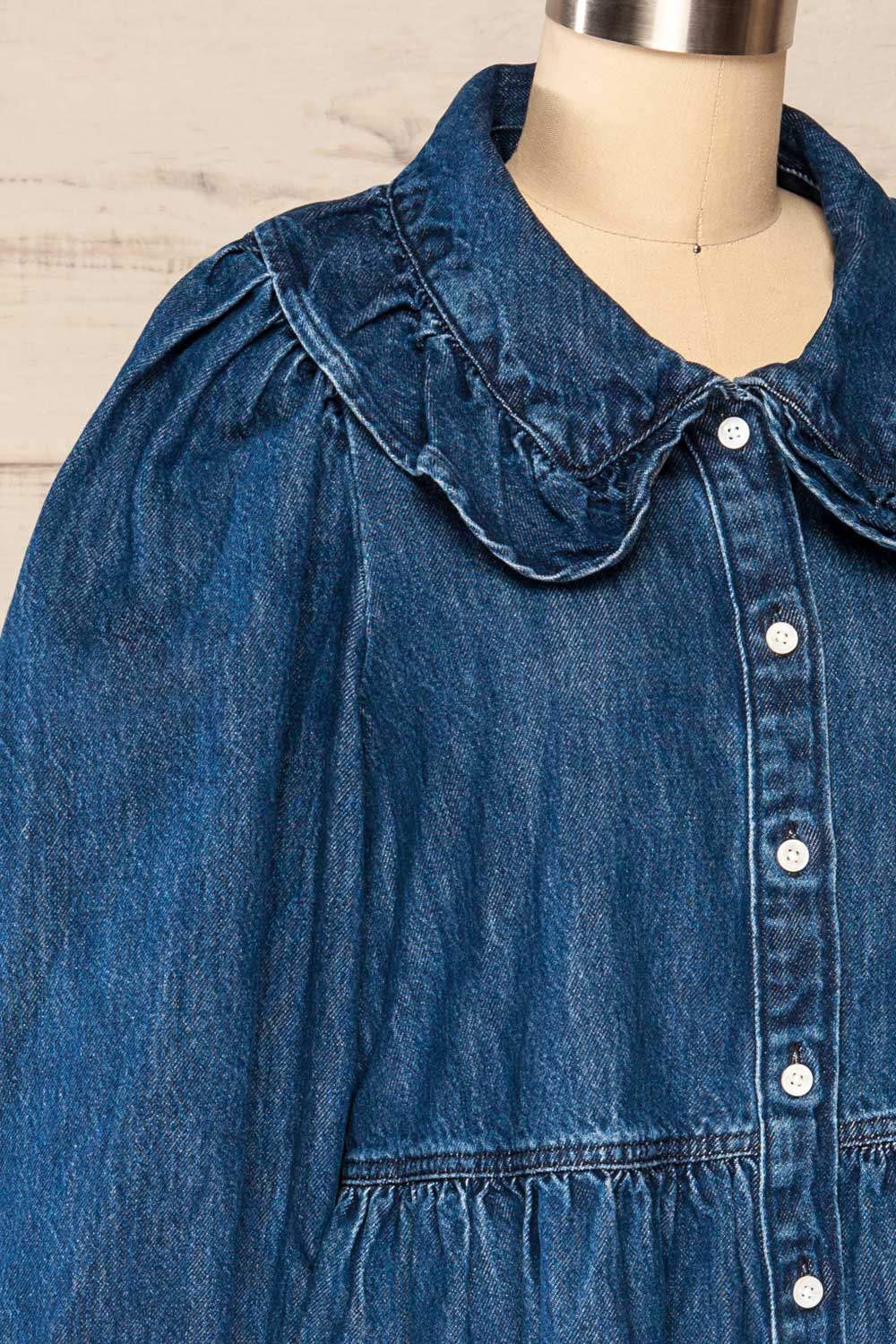 Eidesaetra Long Sleeve Denim Shirt Dress | La petite garçonne side close up