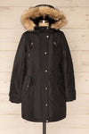 Eidfjord Black Hooded Parka Coat | La petite garçonne front fur