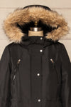 Eidfjord Black Hooded Parka Coat | La petite garçonne fur close-up