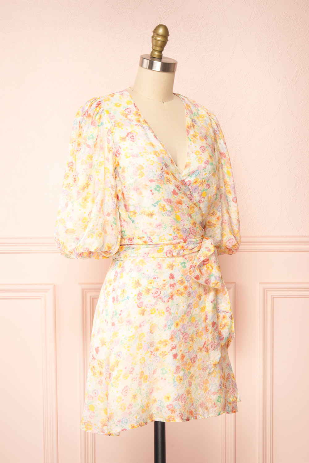 Eiffel Short Floral Wrap Dress | Boutique 1861  side view