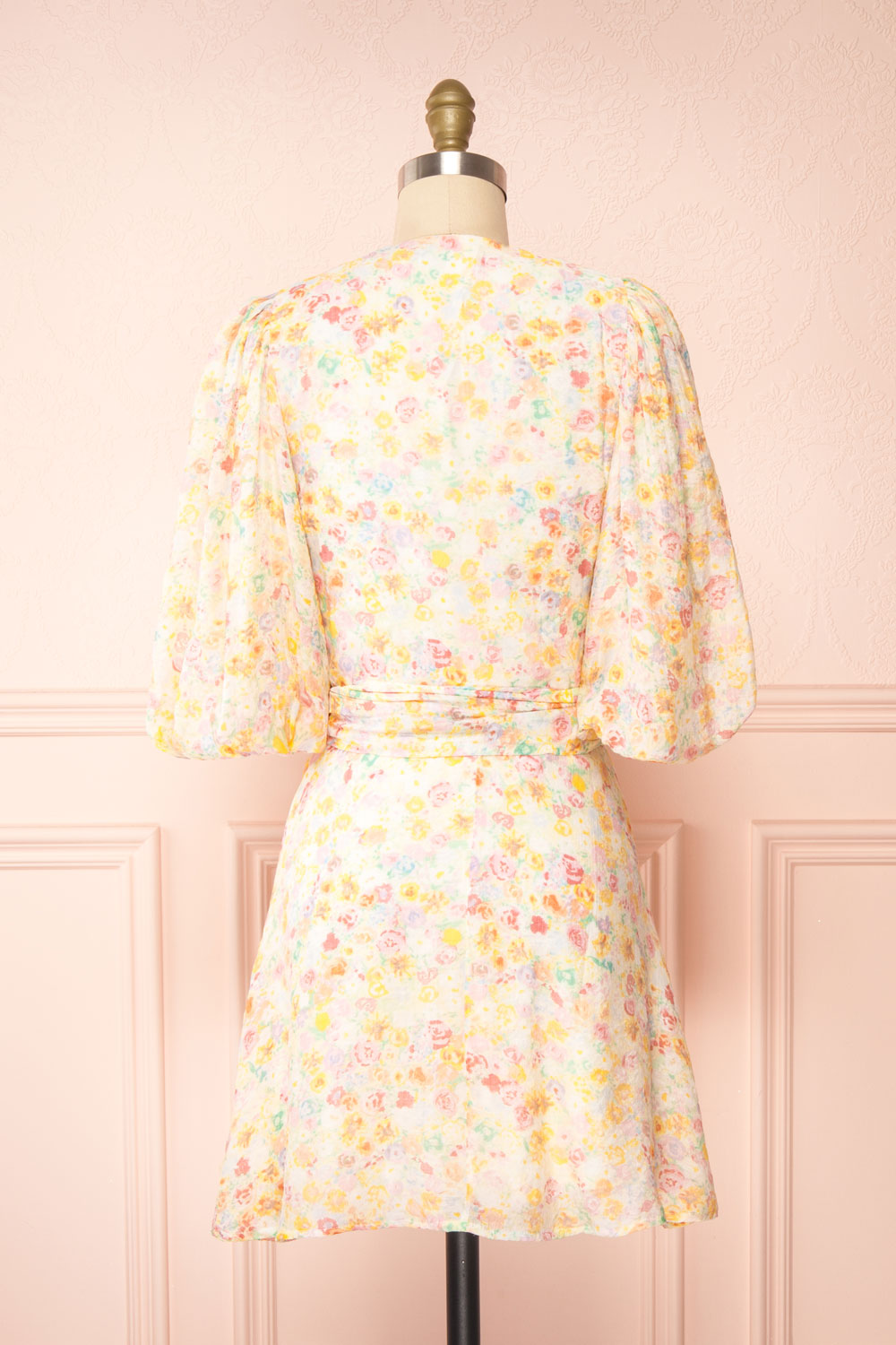 Eiffel Short Floral Wrap Dress | Boutique 1861 back view