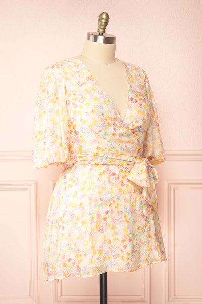 Eiffel Short Floral Wrap Dress | Boutique 1861  side plus