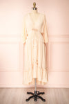Eilonwy Tiered Midi Dress w/ 3/4 Puff Sleeves | Boutique 1861 front view