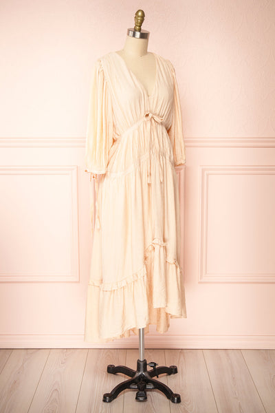 Eilonwy Tiered Midi Dress w/ 3/4 Puff Sleeves | Boutique 1861 side view