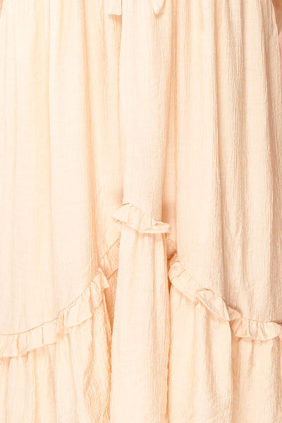 Eilonwy Tiered Midi Dress w/ 3/4 Puff Sleeves | Boutique 1861 fabric