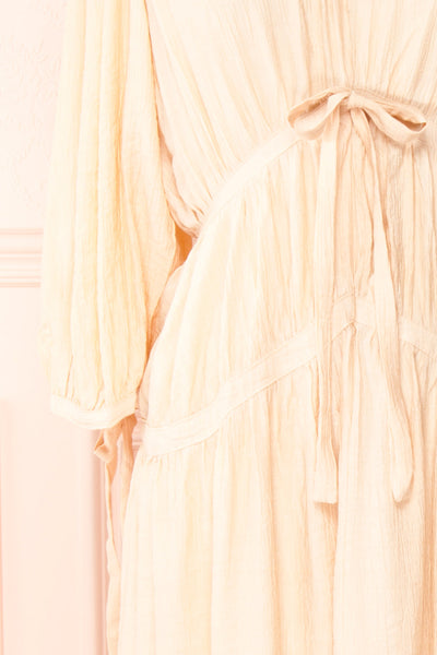 Eilonwy Tiered Midi Dress w/ 3/4 Puff Sleeves | Boutique 1861 sleeve