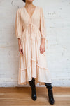 Eilonwy Tiered Midi Dress w/ 3/4 Puff Sleeves | Boutique 1861 model