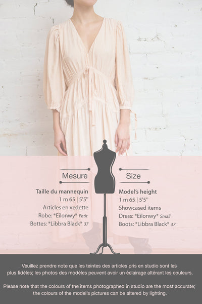 Eilonwy Tiered Midi Dress w/ 3/4 Puff Sleeves | Boutique 1861 fiche