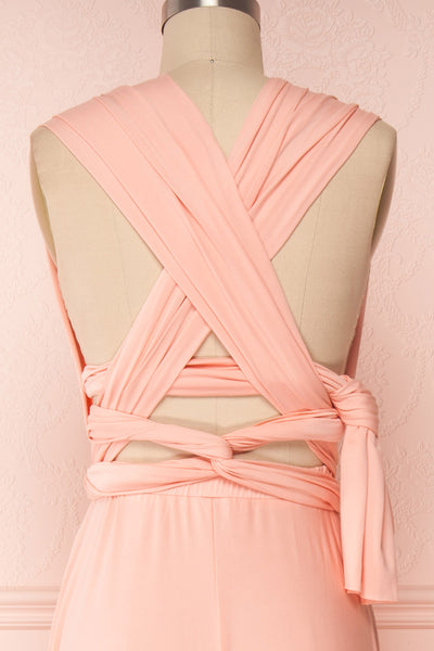 Elatia Blush Light Pink Convertible Dress back close up cross | Boudoir 1861 fifth look close-up