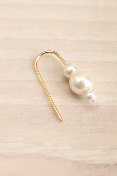 Elberta Gold Pearl Pendant Earrings | La petite garçonne close-up