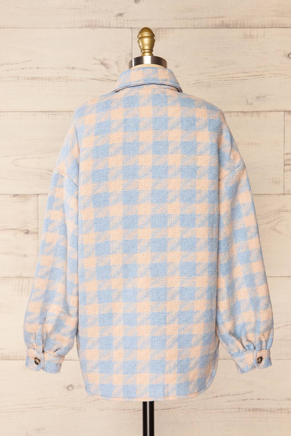 Elche Blue Houndstooth Oversized Shacket | La petite garçonne back view