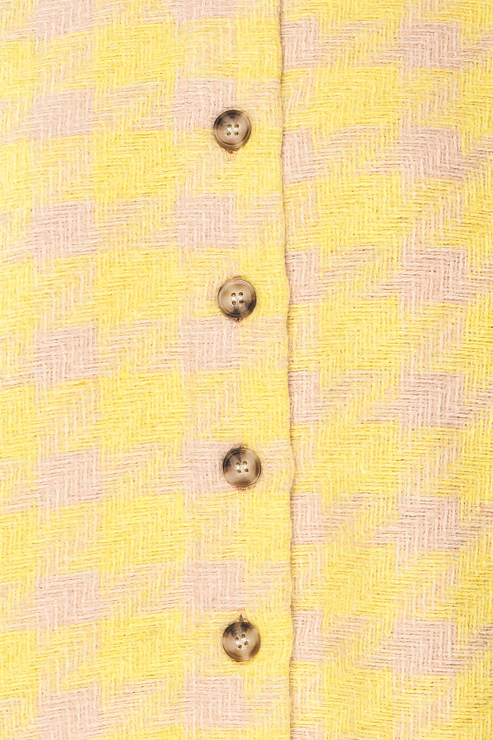 Elche Yellow Houndstooth Oversized Shacket | La petite garçonne fabric 