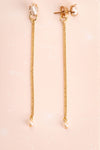 Eleanor Boardman Golden Chain & Pearl Pendant Earrings | Boutique 1861