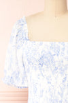 Eleionomae Floral Midi Dress w/ Square Neckline | Boutique  1861 front close-up