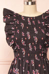Elenomae Patterned Midi Dress w/ Lace-Up Back Boutique 1861  front close up