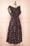 Elenomae Patterned Midi Dress w/ Lace-Up Back Boutique 1861  side view