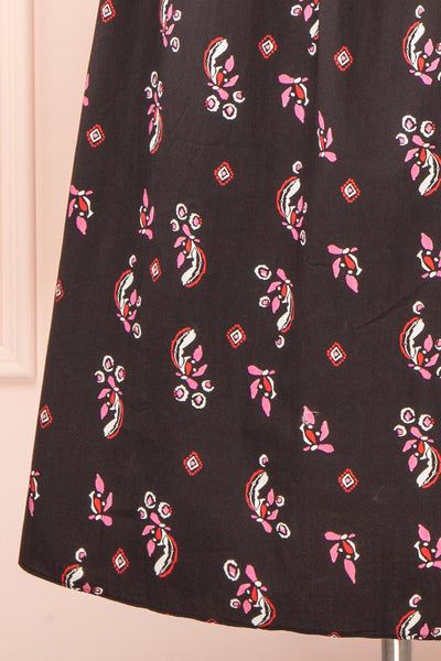 Elenomae Patterned Midi Dress w/ Lace-Up Back Boutique 1861  details