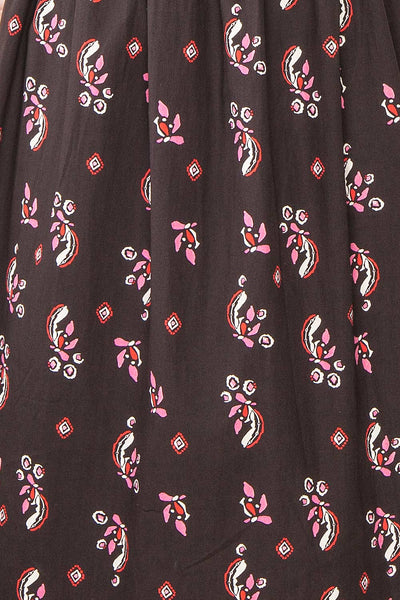 Elenomae Patterned Midi Dress w/ Lace-Up Back Boutique 1861  fabric