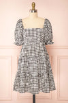 Elfie Black & White Short Tiered Gingham Print Dress | Boutique 1861 front view