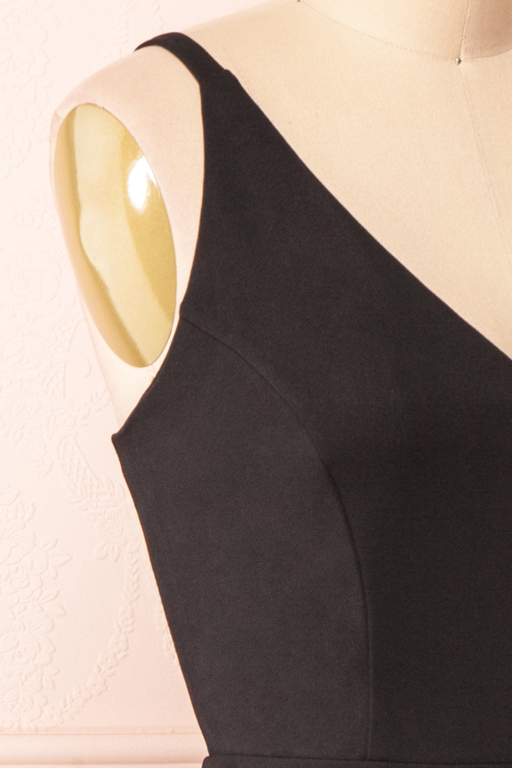 Elga Short Black Dress | Boutique 1861 side close-up